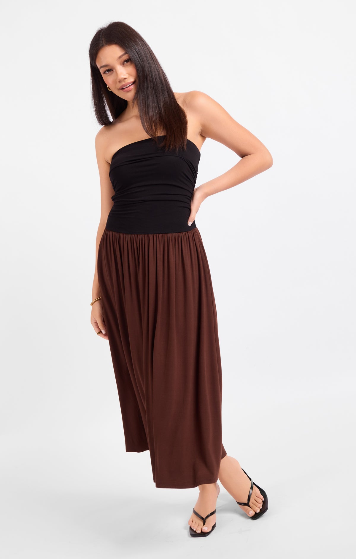 SADIE AND SAGE Women's Dresses Sadie And Sage Hot Coffee Strapless Midi Dress