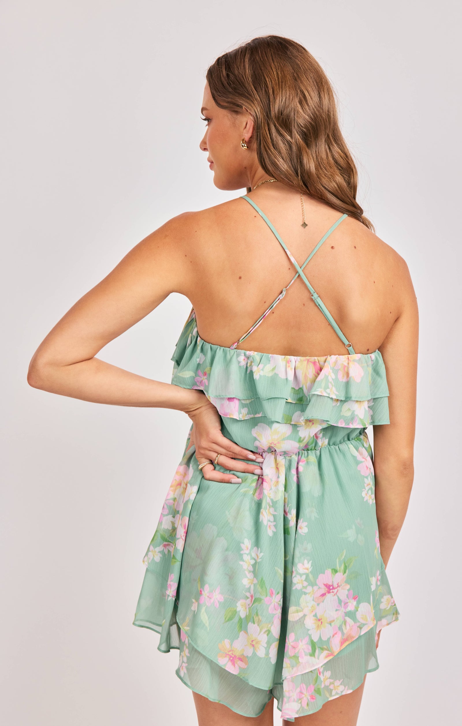 SADIE AND SAGE Women's Romper Sadie and Sage Desert Rose Ruffle Romper