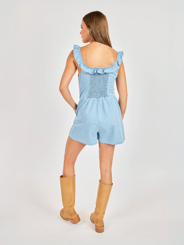 SADIE AND SAGE Women's Romper Sadie and Sage Soft Breeze Chambray Romper