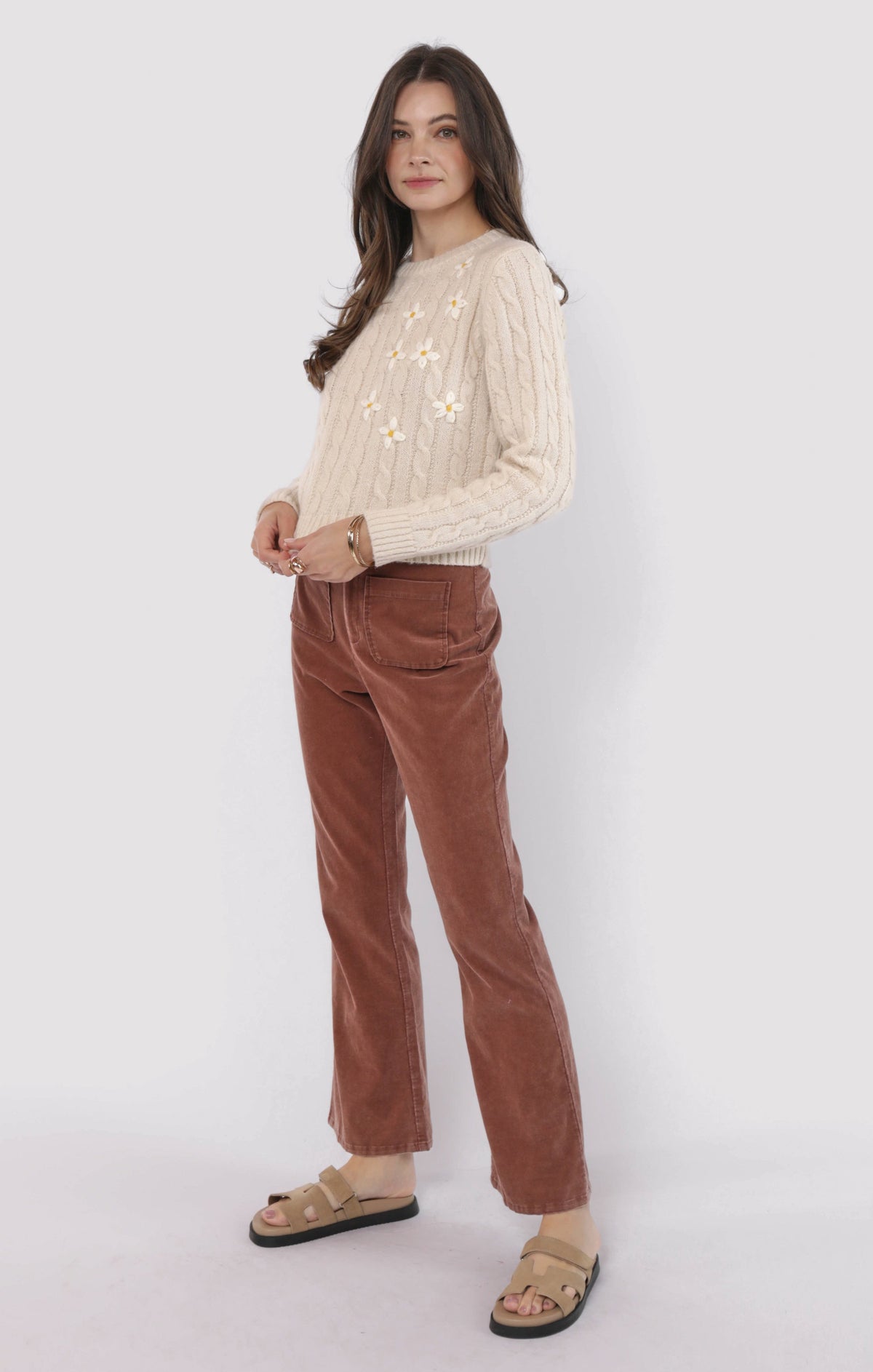 SADIE AND SAGE Women's Sweaters Sadie and Sage Lulu Embroidered Daisy Sweater