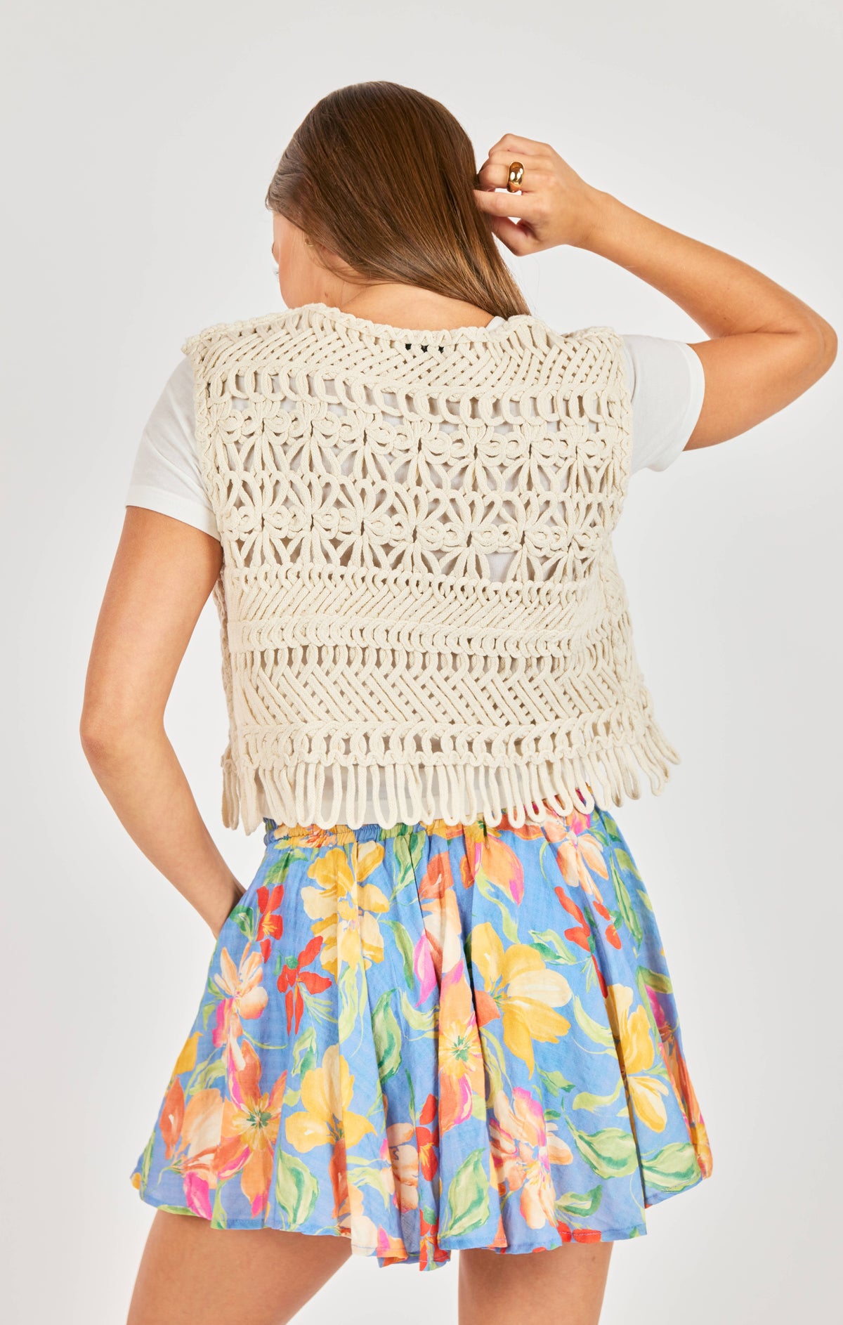 SADIE AND SAGE Women's Top NATURAL / OS Sadie and Sage Matilda Crochet Vest AJ1412N