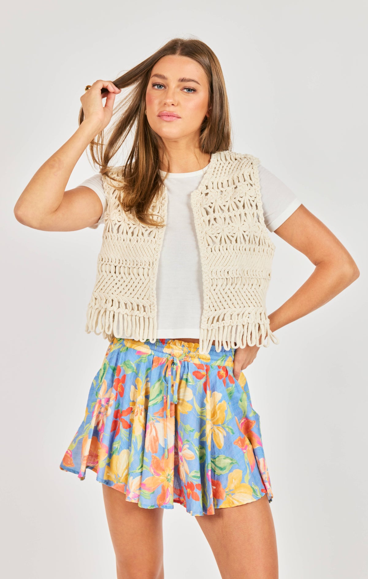 SADIE AND SAGE Women's Top NATURAL / OS Sadie and Sage Matilda Crochet Vest AJ1412N