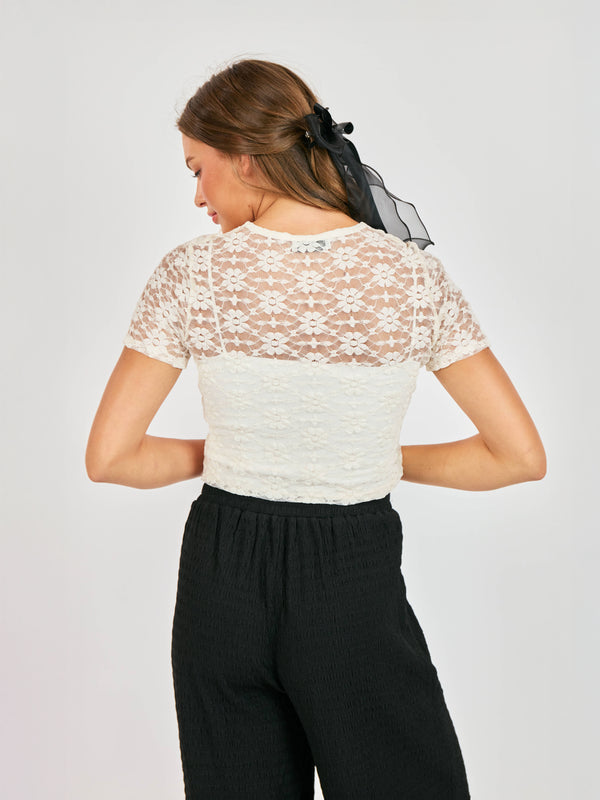 SADIE AND SAGE Women's Top Sadie and Sage Letters Lace Tee