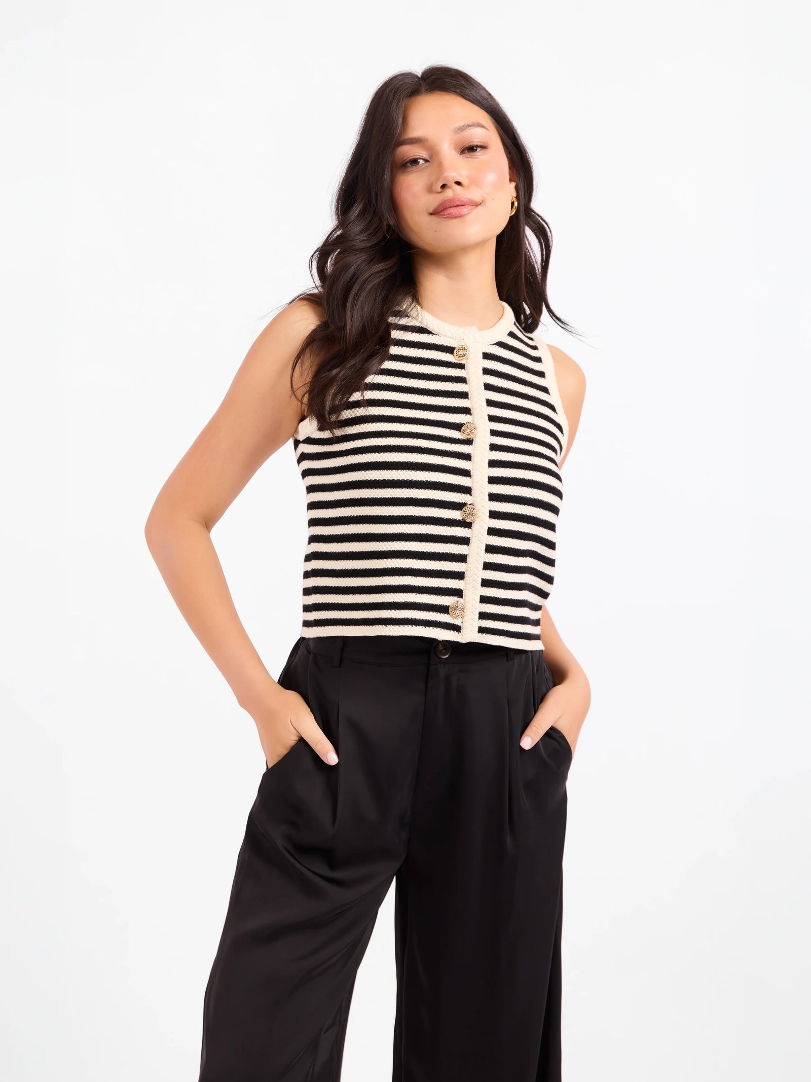 SADIE AND SAGE Women's Top Sadie and Sage Manon Stripe Sweater Vest