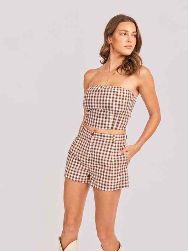SADIE AND SAGE Women's Top Sadie and Sage Mustang Gingham Tube Top