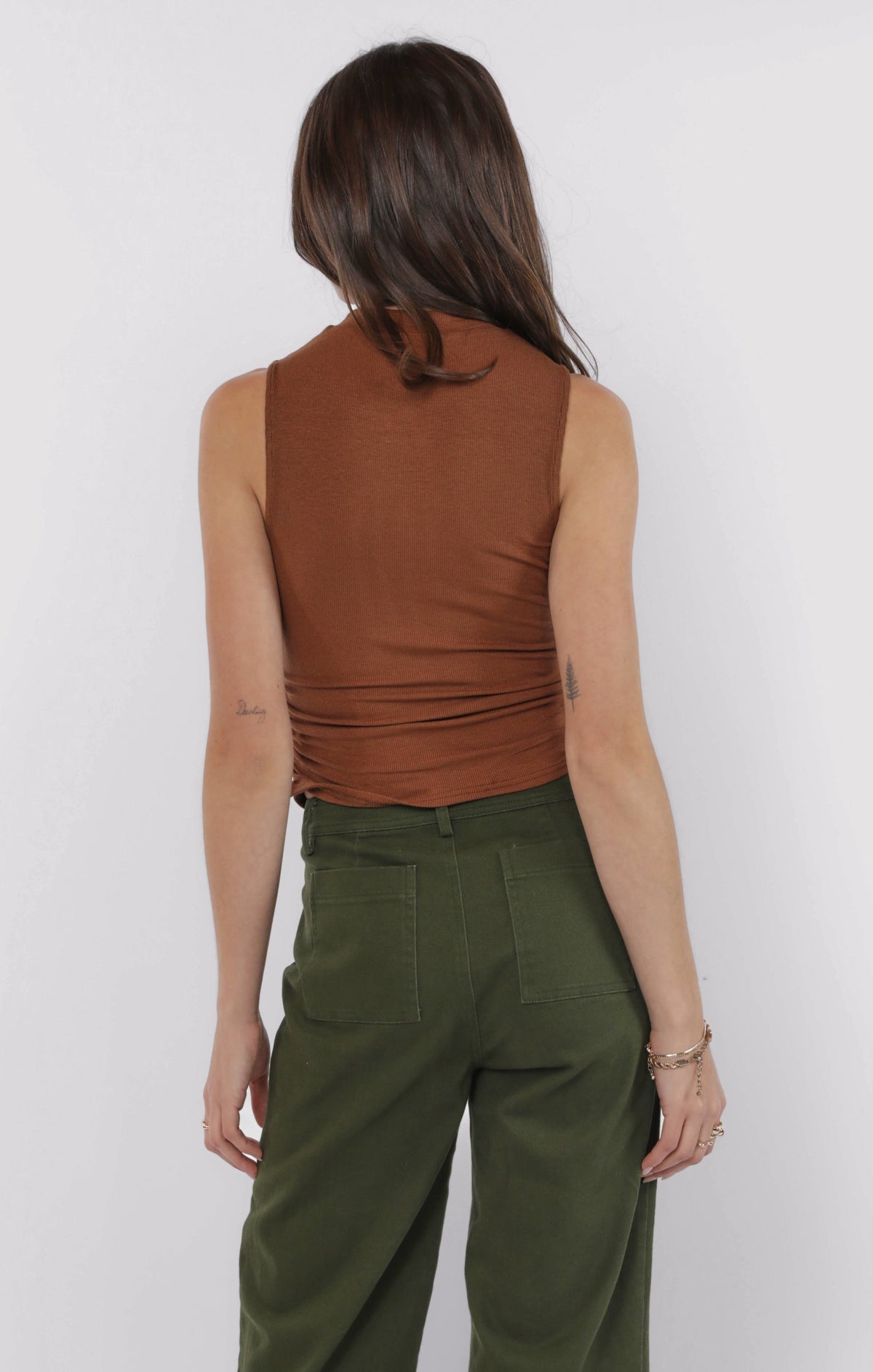 SADIE AND SAGE Women's Top Sadie And Sage Ronan Mock Neck Ruched Knit Tank