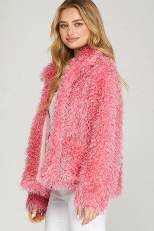 SHE AND SKY Women Jackets Faux Fur Jacket With Pockets || David's Clothing