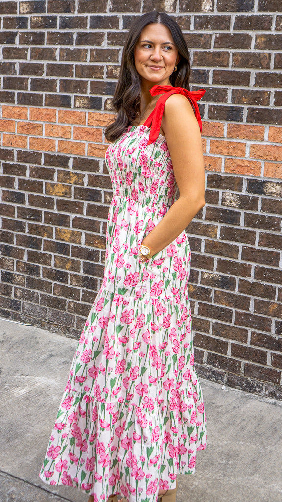 SHE AND SKY Women's Dresses Smocked Tube Maxi Printed Woven Tiered Dress