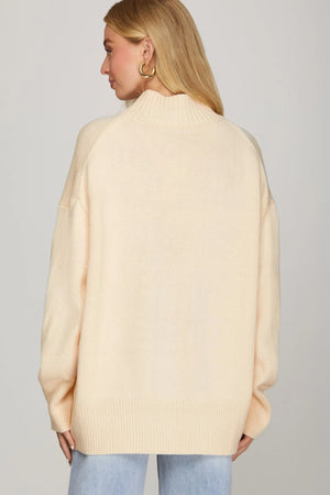 SHE AND SKY Women's Sweater Long Sleeve Mock Neck Sweater