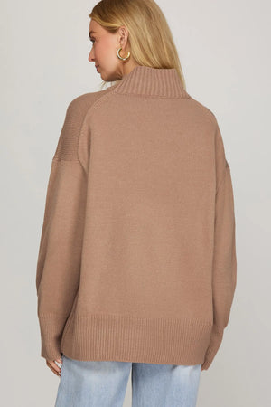 SHE AND SKY Women's Sweater Long Sleeve Mock Neck Sweater