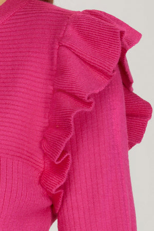 SHE AND SKY Women's Sweaters Long Ruffled Sleeve Sweater Top || David's Clothing