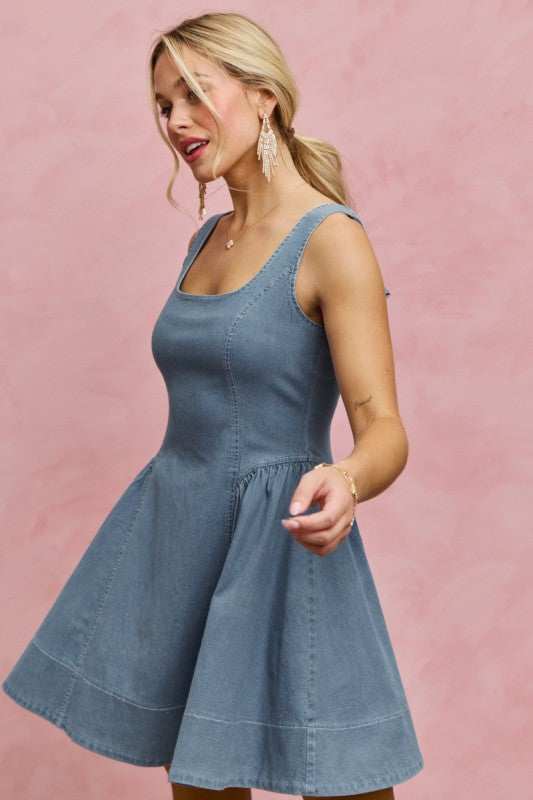 SO ME Women's Dresses Denim Fit And Flare Mini Dress