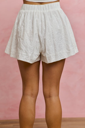 SO ME Women's Shorts Embroidered Eyelet Wide Leg Shorts