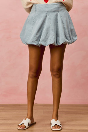 SO ME Women's Skirts Denim Bubble Mini Skirt