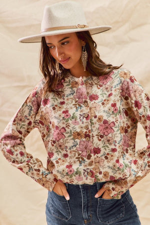 SO ME Women's Sweaters Floral Print Button Front Sweater Cardigan Top