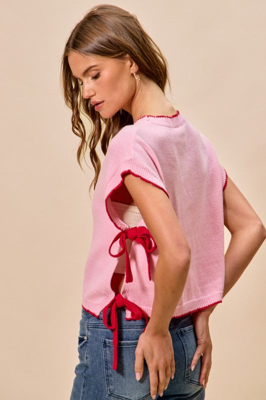 SO ME Women's Sweaters Lightweight Sweater Dolman Side Ribbon Tie Top