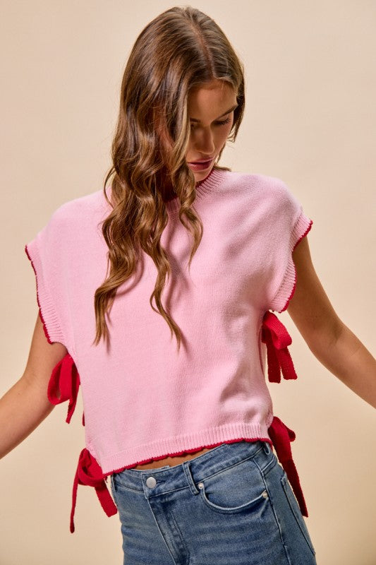 SO ME Women's Sweaters Lightweight Sweater Dolman Side Ribbon Tie Top