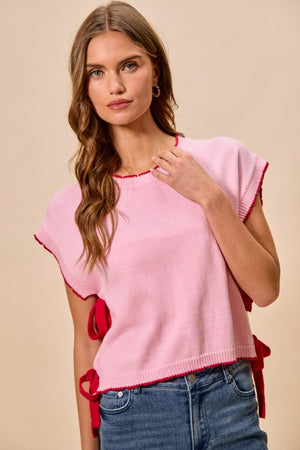 SO ME Women's Sweaters Lightweight Sweater Dolman Side Ribbon Tie Top