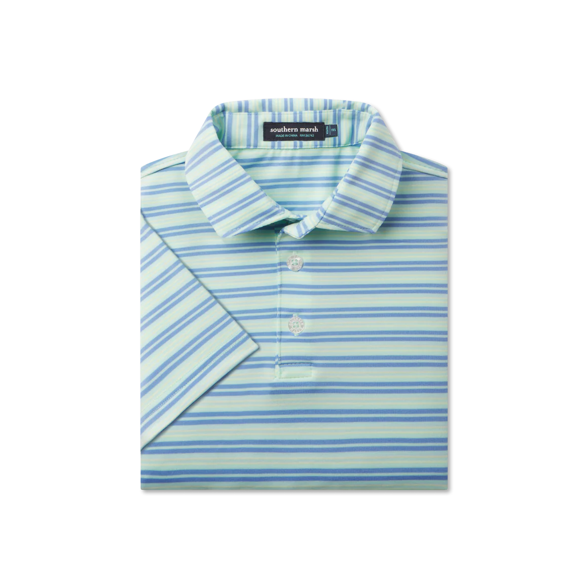 SOUTHERN MARSH COLLECTION Boys Top Southern Marsh Youth Bermuda Performance Polo - Grayton Stripe