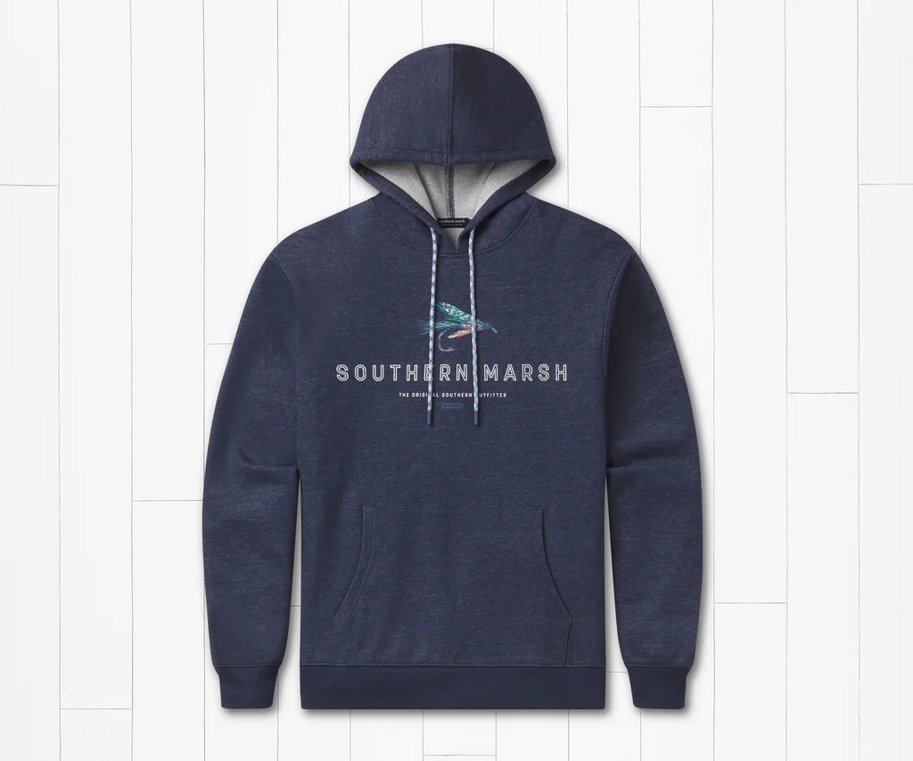 SOUTHERN MARSH COLLECTION Men's Outerwear Southern Marsh Hecho Heather Hoodie - Fly Outlines || David's Clothing