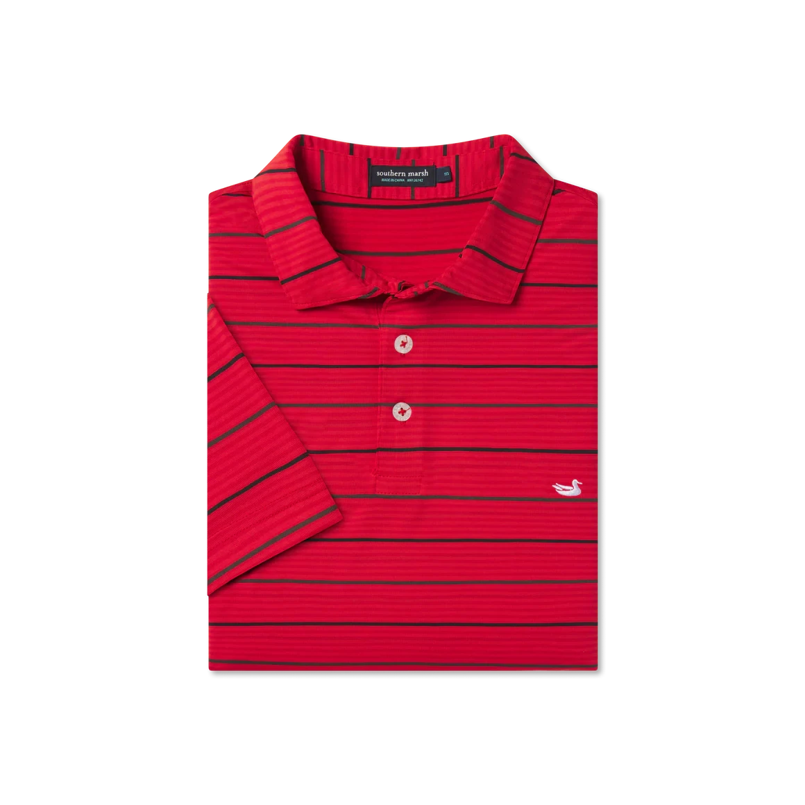 SOUTHERN MARSH COLLECTION Men's Polo Southern Marsh Gridiron Stripe Performance Polo