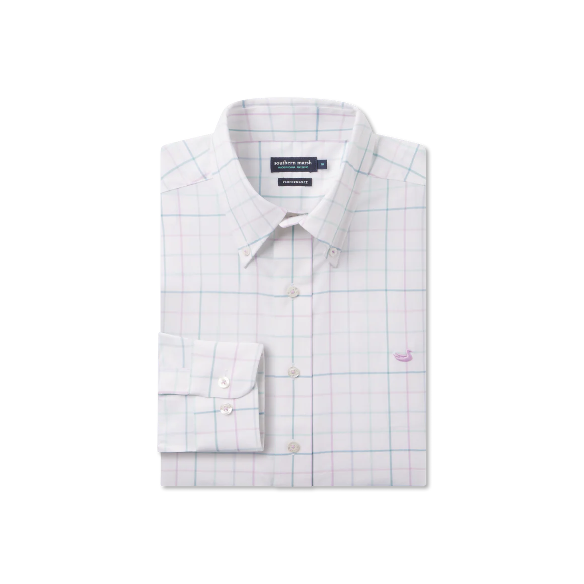SOUTHERN MARSH COLLECTION Men's Sport Shirt TEAL & MINT / S Southern Marsh Lockhart Windowpane Performance Dress Shirt CLTXTLMT