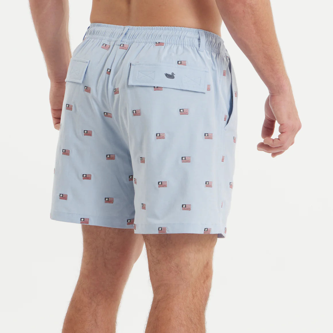 SOUTHERN MARSH COLLECTION Mens Shorts Southern Marsh Southernclassics Swim Trunk - Chambray Flags