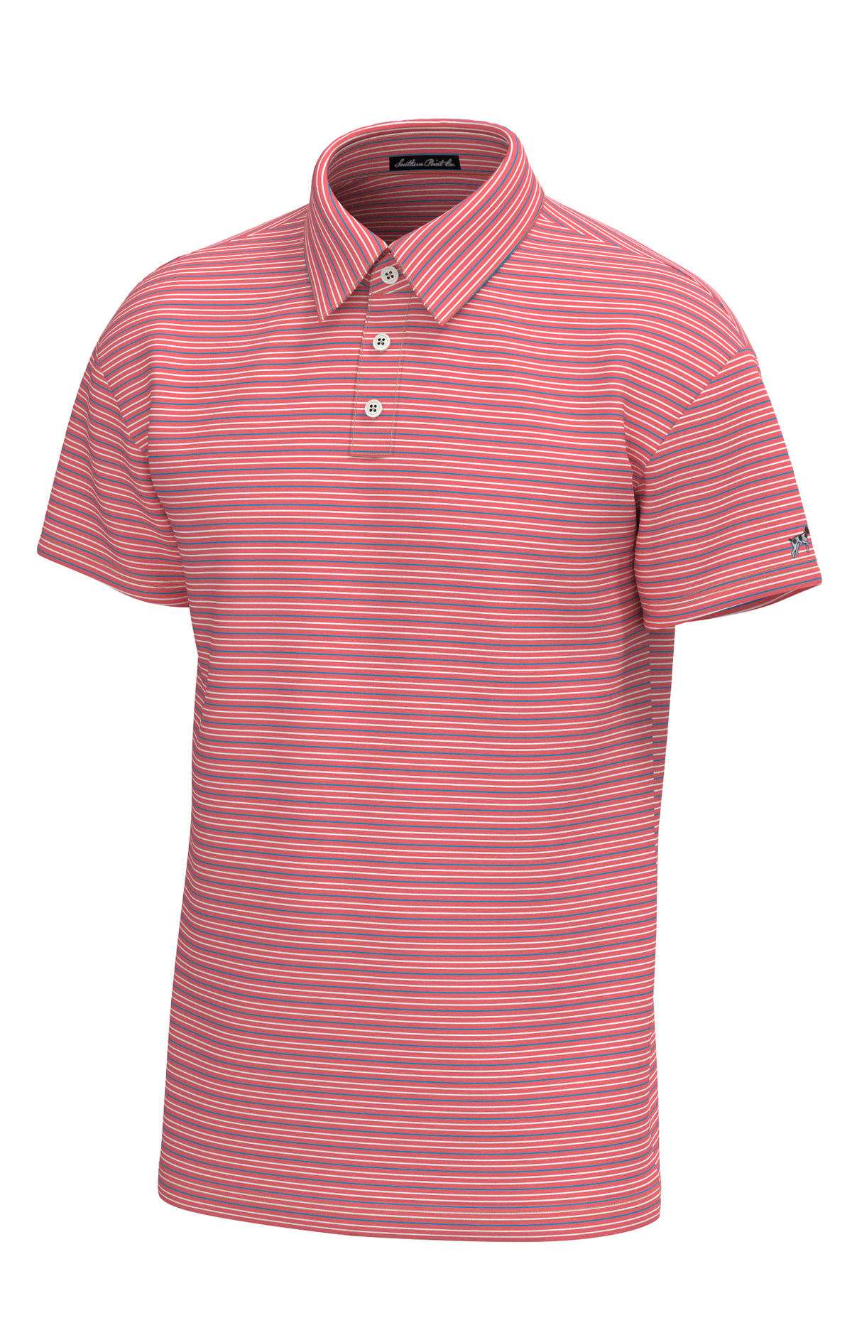 Southern Point Co. Men's Tees CORAL WHITE / M Southern Point Bayside Stripe Performance Polo P324