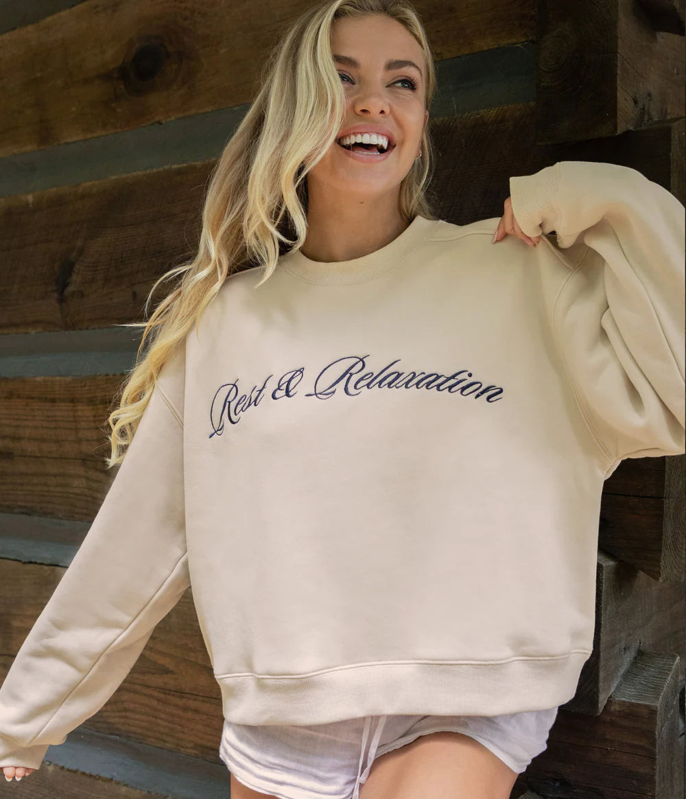 SOUTHERN SHIRT CO. Women's Sweatshirt Southern Shirt Preppy Front Print Sweatshirt - Parchment || David's Clothing