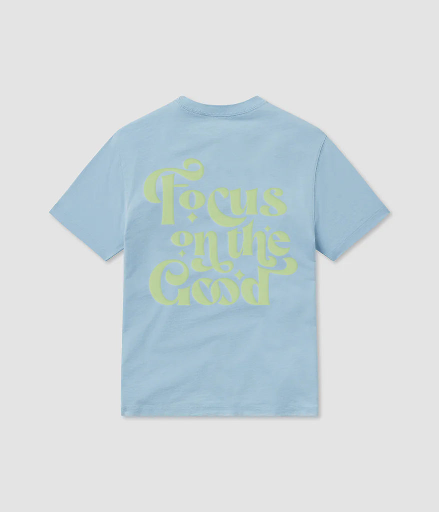 SOUTHERN SHIRT CO. Women's Tee PLACID BLUE / XS Southern Shirt Think Positive Puff Print SS Tee || David's Clothing 2T3031666