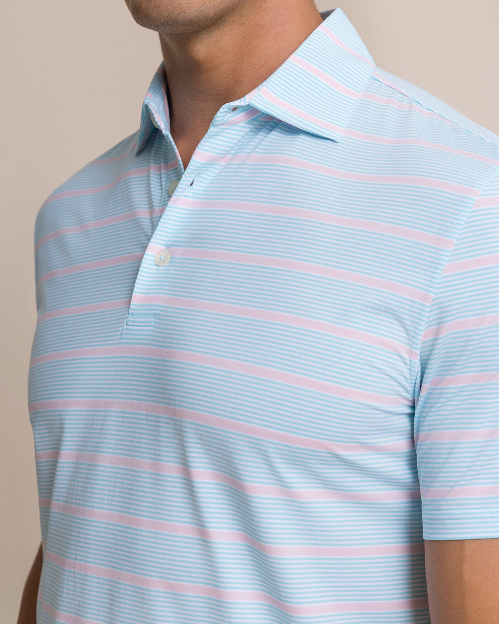 SOUTHERN TIDE Men's Polo Core Sound Stripe Coastal Breeze Performance Polo