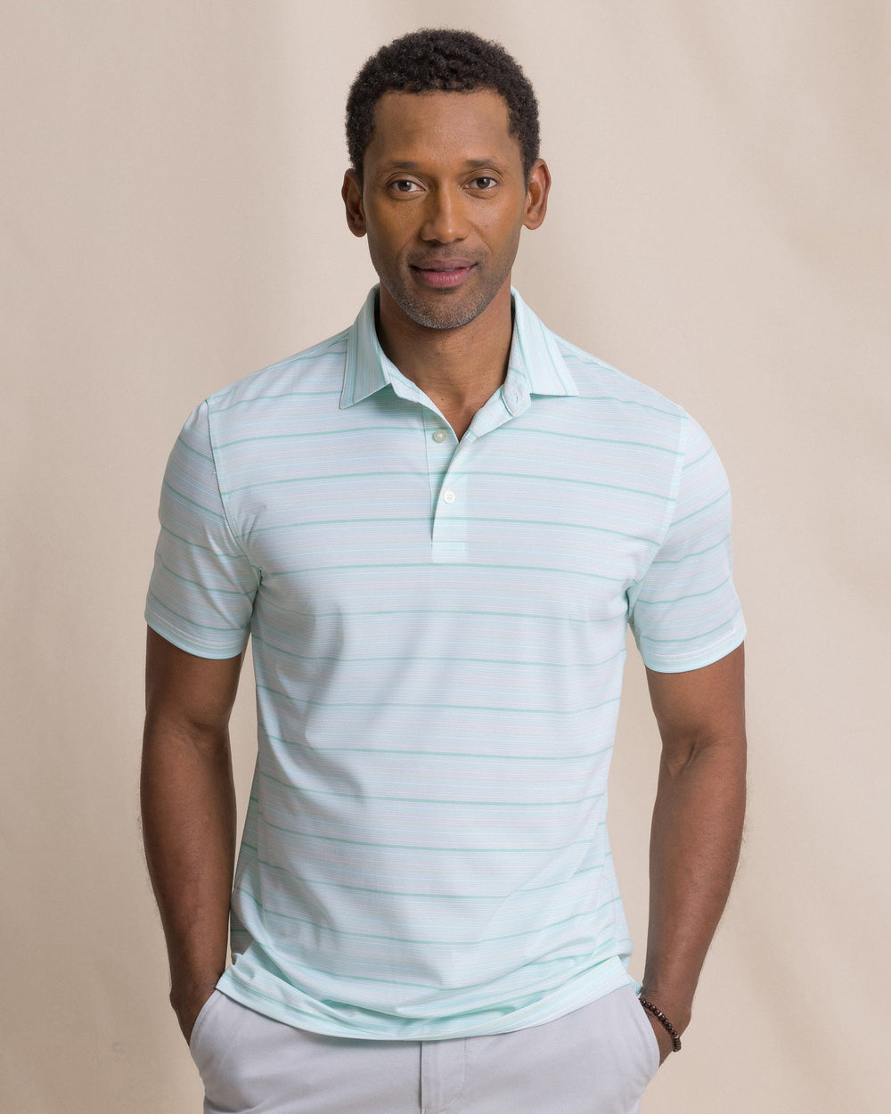 SOUTHERN TIDE Men's Polo HEATHER GULF SHORE / S Southern Tide Driver Wild Winds Stripe Polo 122363047