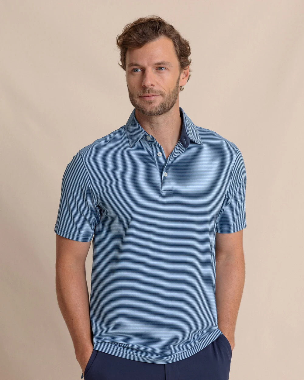 SOUTHERN TIDE Men's Polo OCEAN CHANNEL / S Southern Tide brrr°-eeze Meadowbrook Stripe Polo 106171756