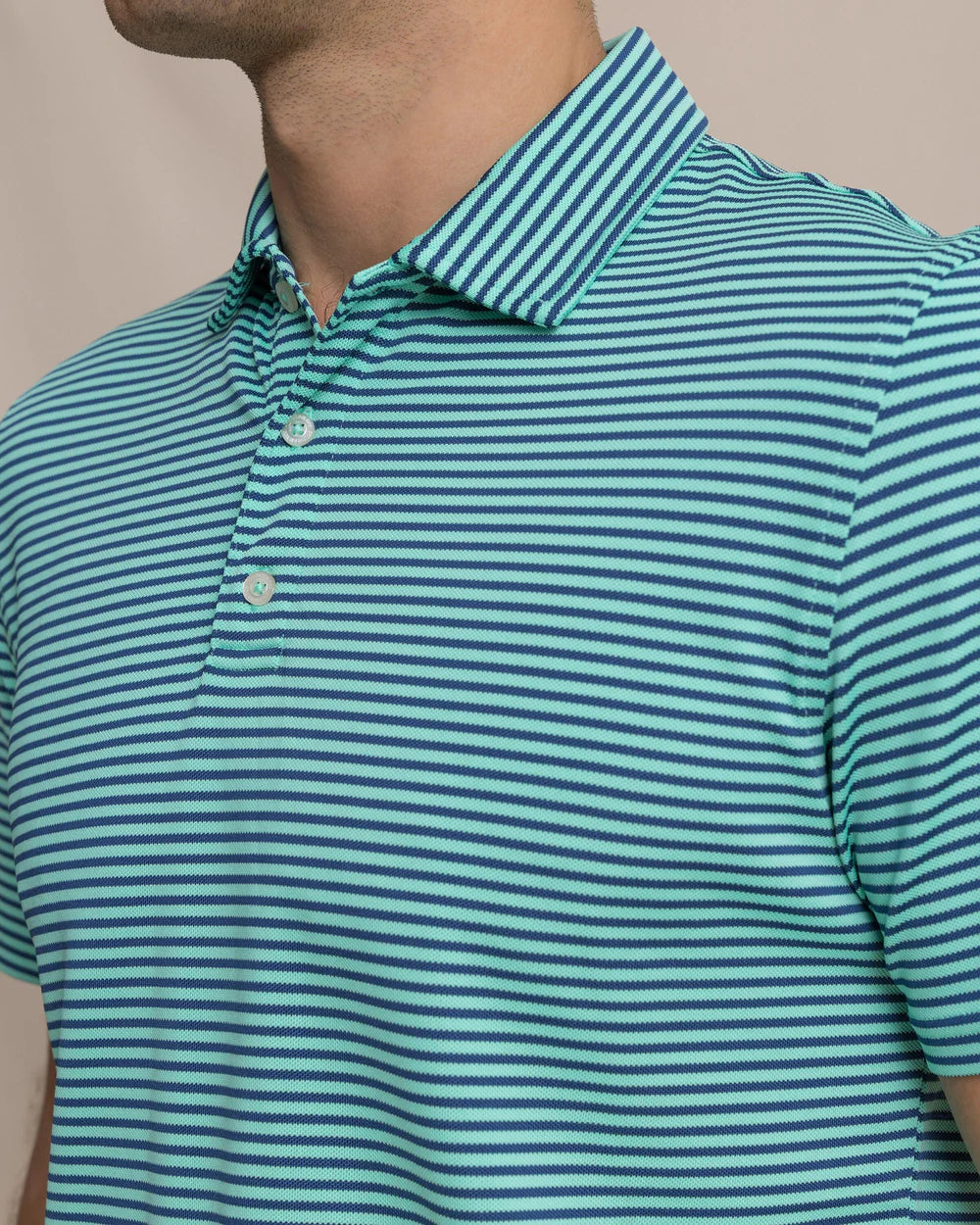 SOUTHERN TIDE Men's Polo Southern Tide Coastal Breeze Oceanfront Stripe Pique Performance Polo