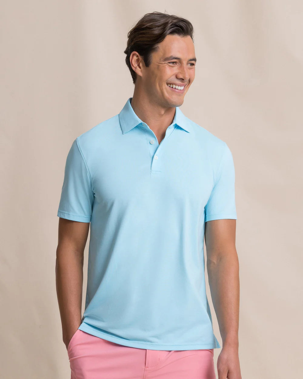 SOUTHERN TIDE Men's Polo TROPICAL BREEZE / S Southern Tide Coastal Breeze Heather Performance Polo 127263048
