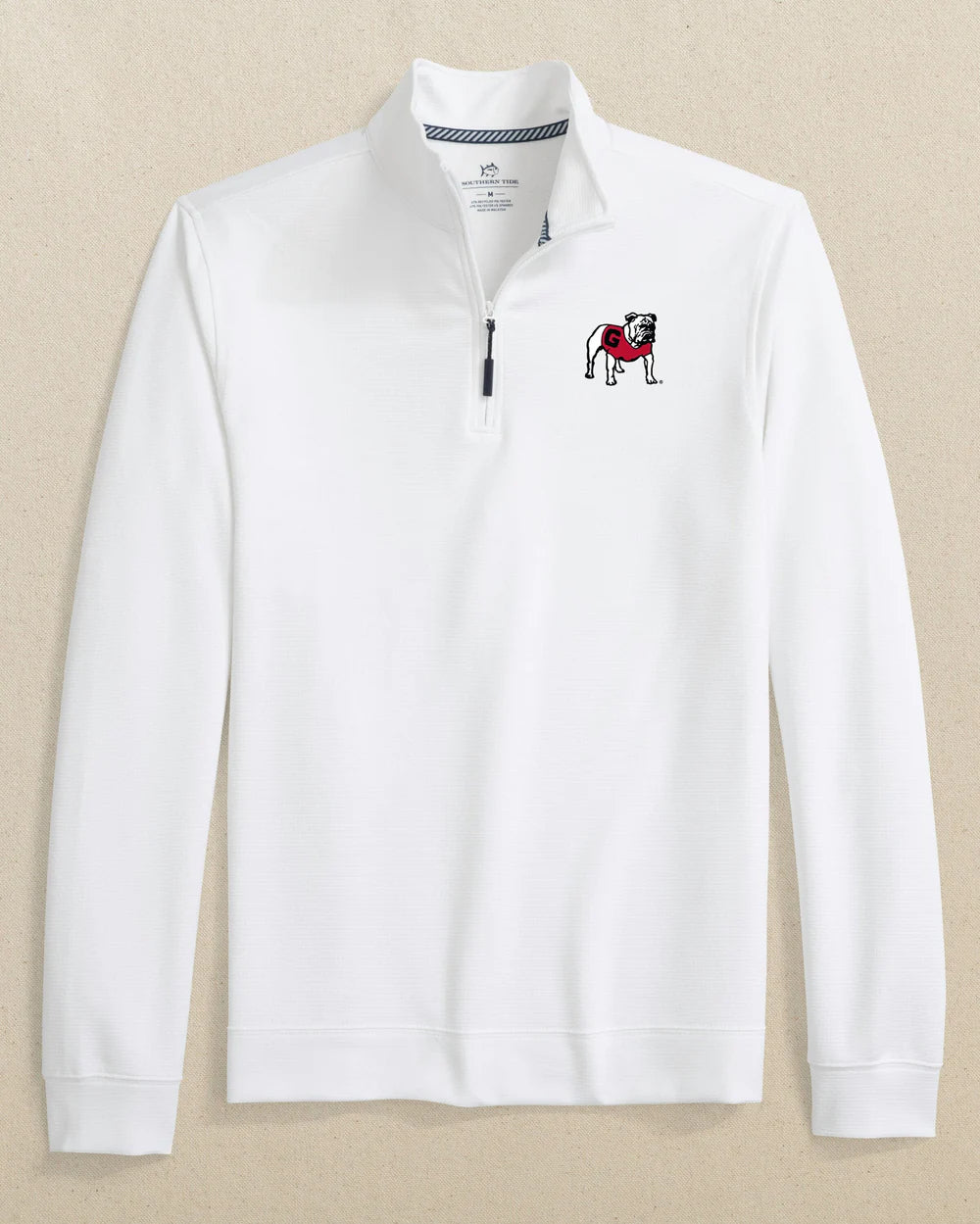 SOUTHERN TIDE Men's Pullovers WHITE / S Peter Millar Georgia Bulldogs Schooner Quarter Zip || David's Clothing 11109WUGA