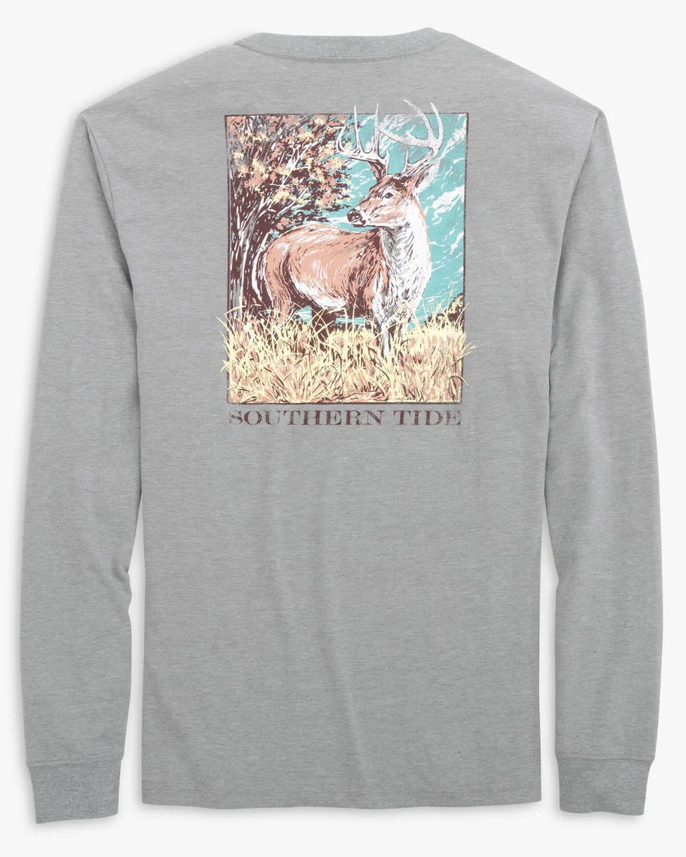 SOUTHERN TIDE Men's Tees Southern Tide Heather Big Buck Long Sleeve T-Shirt || David's Clothing