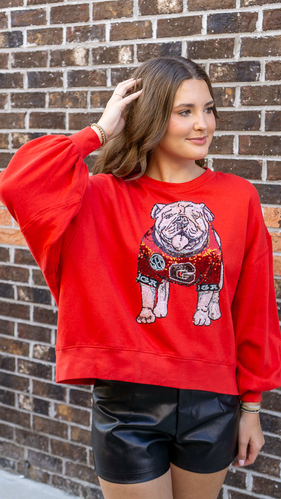 STEWART SIMMONS Women's Sweater Stewart Simmons The UGA Sequin Pullover || David's Clothing