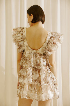 STORIA Women's Dresses Floral Ruffled Baby Doll Mini Dress || David's Clothing