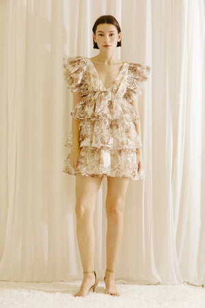 STORIA Women's Dresses Floral Ruffled Baby Doll Mini Dress || David's Clothing