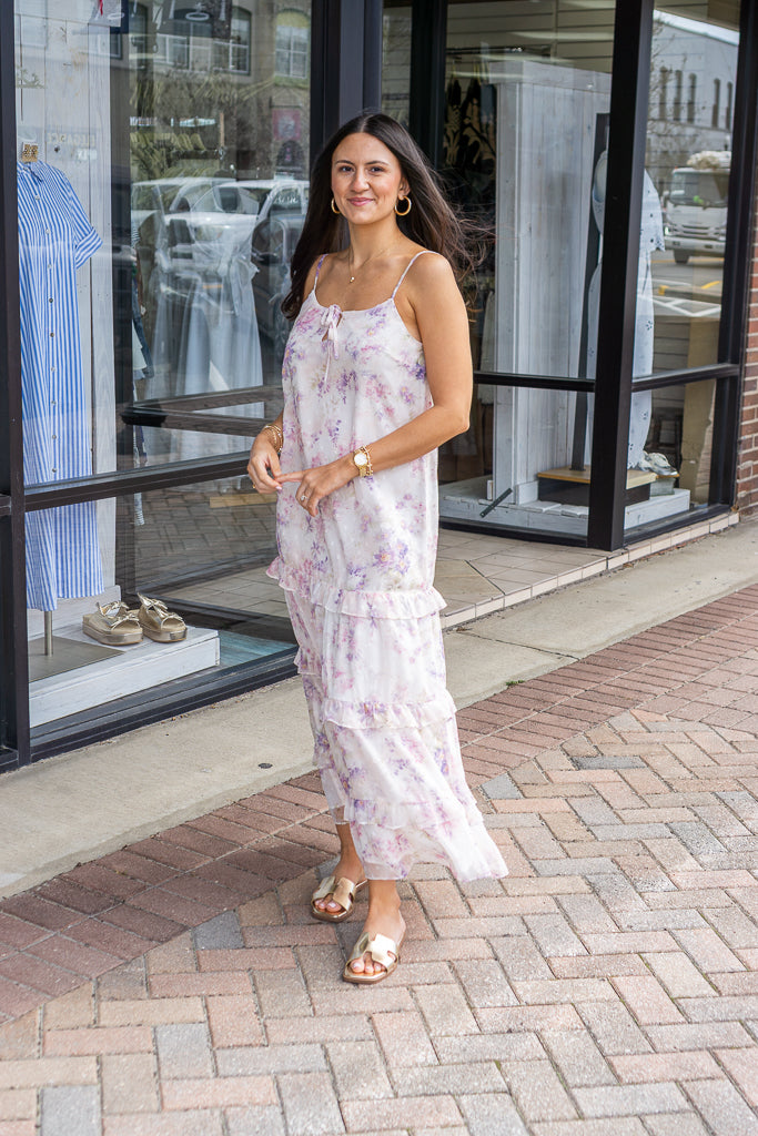 STORIA Women's Dresses Floral Tiered Ruffle Maxi Dress