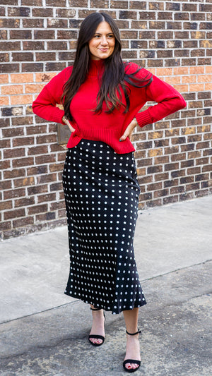 STORIA Women's Skirts Polka Satin Skirt