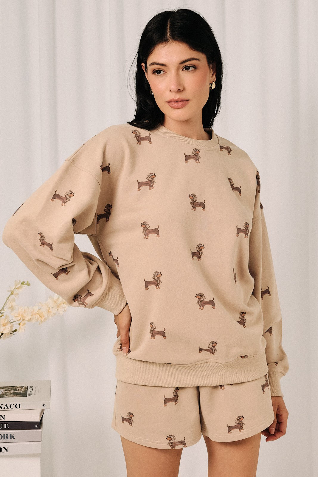 SUNDAY EDITION Women's Sweatshirt Round Neck Weenie All Over Print Sweatshirt