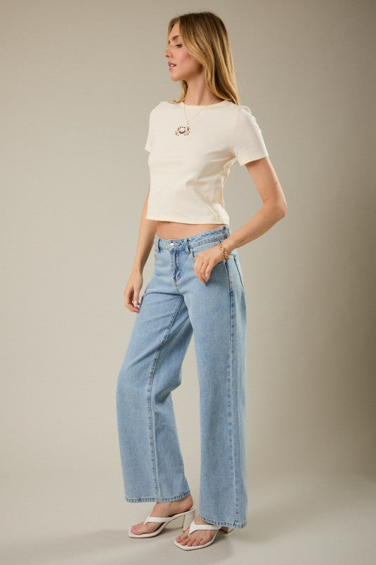 SUNDAY EDITION Women's Top Crew Neck Short Sleeve Crab Beads T-shirt