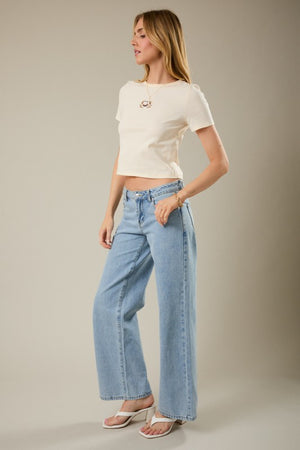 SUNDAY EDITION Women's Top Crew Neck Short Sleeve Crab Beads T-shirt