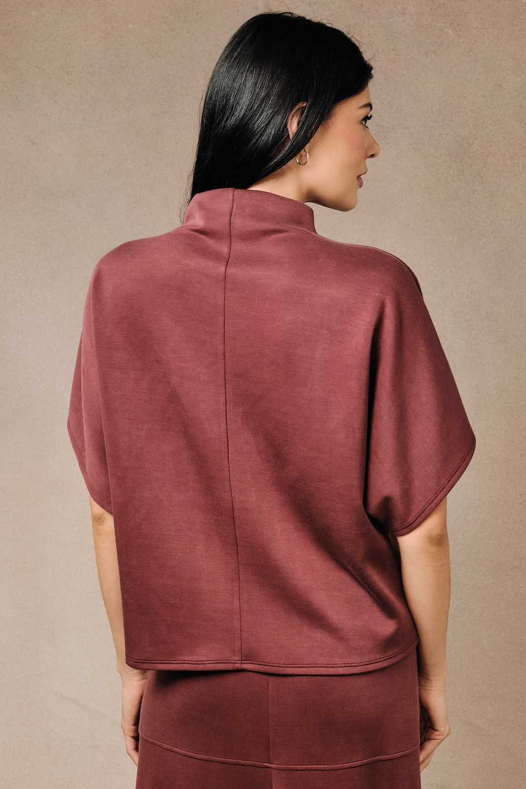 SUNDAY EDITION Women's Top Mock Neck Dolman Short Sleeve Soft Knit Pullover Top