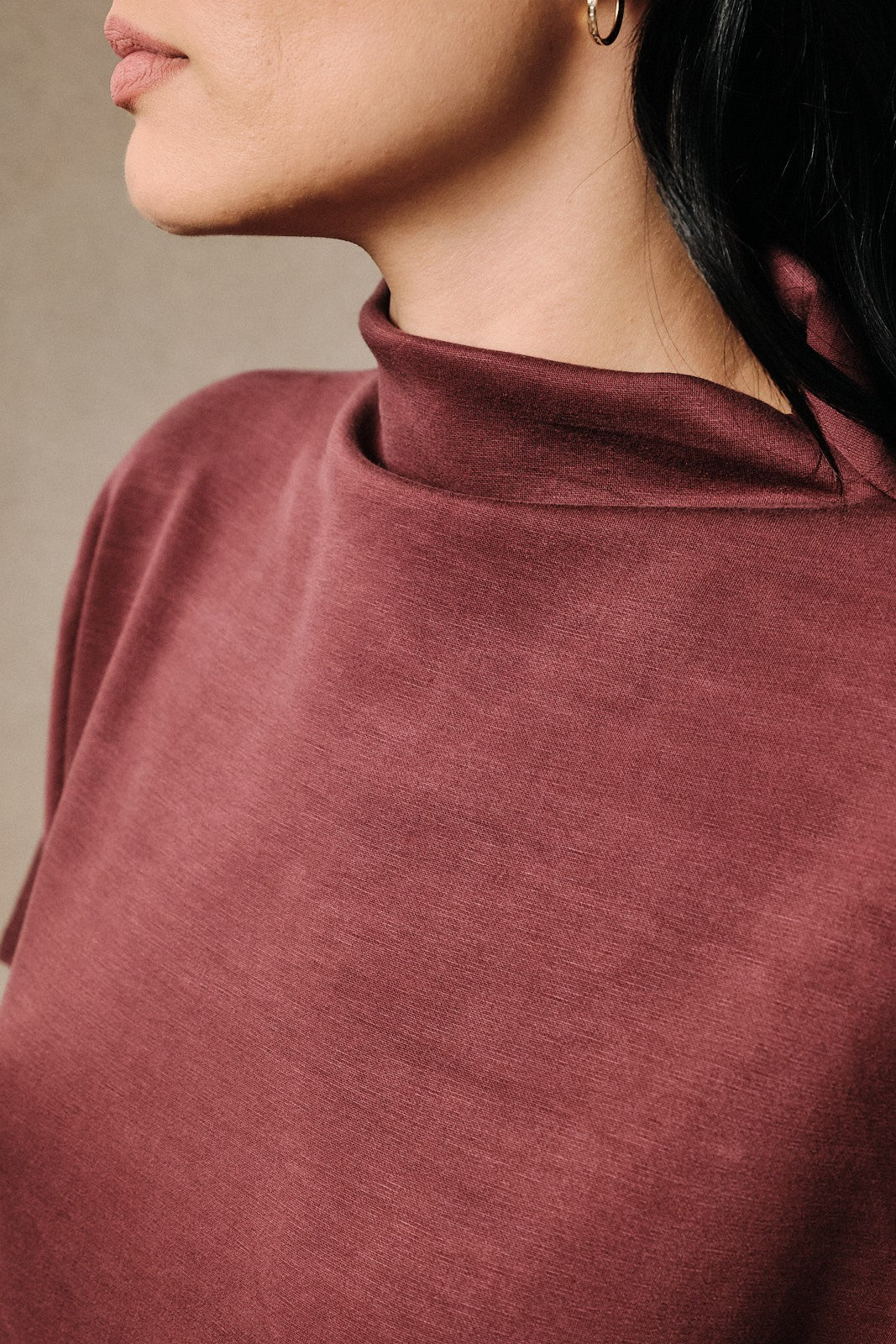 SUNDAY EDITION Women's Top Mock Neck Dolman Short Sleeve Soft Knit Pullover Top