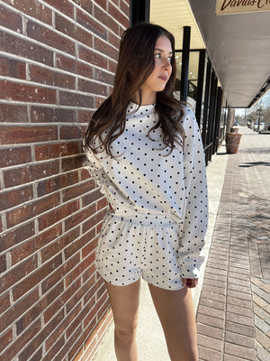 TCEC Women's Shorts Polka Dot Side Slits Elastic Waistband Short