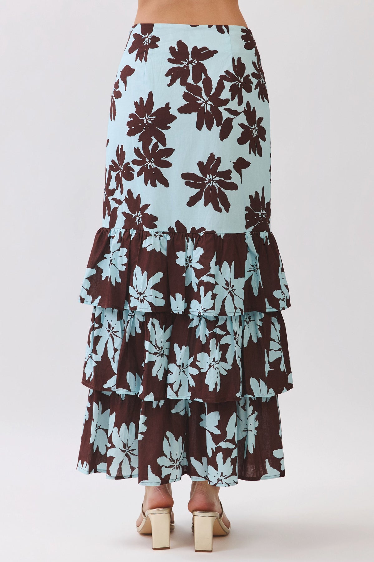 TCEC Women's Skirts Floral Print Tiered Ruffle Maxi Skirt