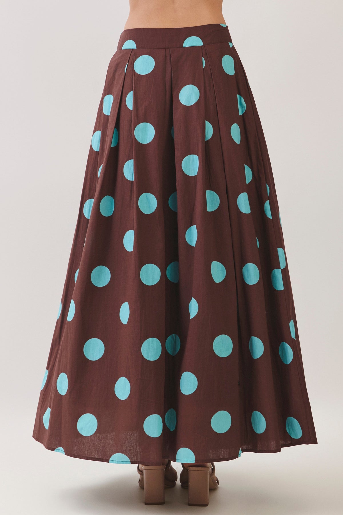 TCEC Women's Skirts Polka Dot Pleated Maxi Skirt